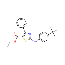 CCOC(=O)c1sc(Nc2ccc(C(C)(C)C)cc2)nc1-c1ccccc1 ZINC000299858914