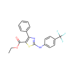 CCOC(=O)c1sc(Nc2ccc(C(F)(F)F)cc2)nc1-c1ccccc1 ZINC000299858565