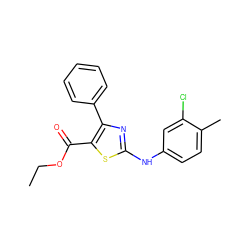 CCOC(=O)c1sc(Nc2ccc(C)c(Cl)c2)nc1-c1ccccc1 ZINC000263620331