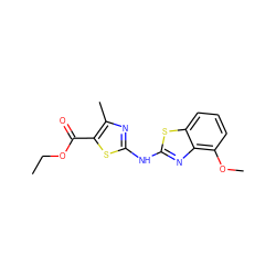 CCOC(=O)c1sc(Nc2nc3c(OC)cccc3s2)nc1C ZINC000004102001