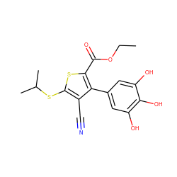 CCOC(=O)c1sc(SC(C)C)c(C#N)c1-c1cc(O)c(O)c(O)c1 ZINC000169329722