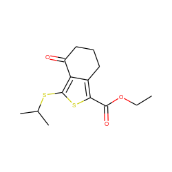 CCOC(=O)c1sc(SC(C)C)c2c1CCCC2=O ZINC000004349538