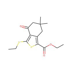 CCOC(=O)c1sc(SCC)c2c1CC(C)(C)CC2=O ZINC000004286363