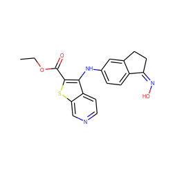 CCOC(=O)c1sc2cnccc2c1Nc1ccc2c(c1)CC/C2=N/O ZINC000101393870