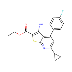 CCOC(=O)c1sc2nc(C3CC3)cc(-c3ccc(F)cc3)c2c1N ZINC000001232532