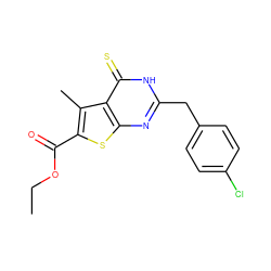 CCOC(=O)c1sc2nc(Cc3ccc(Cl)cc3)[nH]c(=S)c2c1C ZINC000005996362