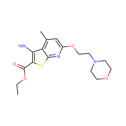 CCOC(=O)c1sc2nc(OCCN3CCOCC3)cc(C)c2c1N ZINC000095570866