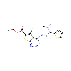 CCOC(=O)c1sc2ncnc(NC[C@@H](c3cccs3)N(C)C)c2c1C ZINC000059889567