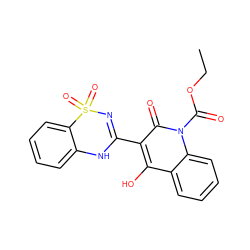 CCOC(=O)n1c(=O)c(C2=NS(=O)(=O)c3ccccc3N2)c(O)c2ccccc21 ZINC000101037861