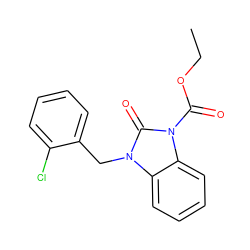 CCOC(=O)n1c(=O)n(Cc2ccccc2Cl)c2ccccc21 ZINC000001397816