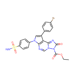 CCOC(=O)n1c(=O)nc2c3c(-c4ccc(Br)cc4)cn(-c4ccc(S(N)(=O)=O)cc4)c3ncn21 ZINC000169330469