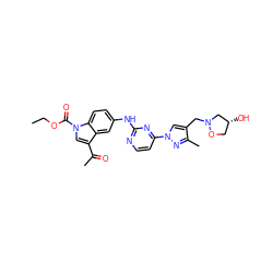 CCOC(=O)n1cc(C(C)=O)c2cc(Nc3nccc(-n4cc(CN5C[C@H](O)CO5)c(C)n4)n3)ccc21 ZINC001772655552