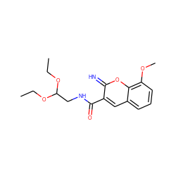 CCOC(CNC(=O)c1cc2cccc(OC)c2oc1=N)OCC ZINC000084670485