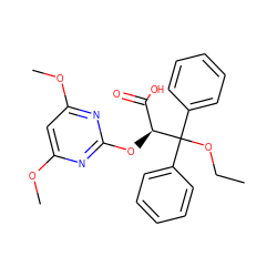 CCOC(c1ccccc1)(c1ccccc1)[C@@H](Oc1nc(OC)cc(OC)n1)C(=O)O ZINC000003825522