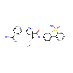 CCOC[C@@]1(C(=O)Nc2ccc(-c3ccccc3S(N)(=O)=O)cc2)CC(c2cccc(C(=N)N)c2)=NO1 ZINC000013799326