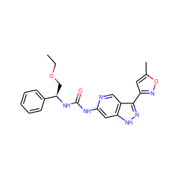 CCOC[C@@H](NC(=O)Nc1cc2[nH]nc(-c3cc(C)on3)c2cn1)c1ccccc1 ZINC000261111385