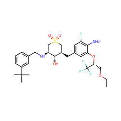 CCOC[C@@H](Oc1cc(C[C@@H]2CS(=O)(=O)C[C@H](NCc3cccc(C(C)(C)C)c3)[C@H]2O)cc(F)c1N)C(F)(F)F ZINC000084669160