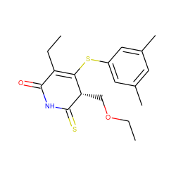 CCOC[C@@H]1C(=S)NC(=O)C(CC)=C1Sc1cc(C)cc(C)c1 ZINC000102808793