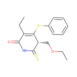 CCOC[C@@H]1C(=S)NC(=O)C(CC)=C1Sc1ccccc1 ZINC000102808782