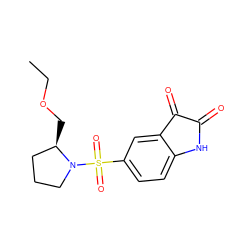 CCOC[C@@H]1CCCN1S(=O)(=O)c1ccc2c(c1)C(=O)C(=O)N2 ZINC000095601417