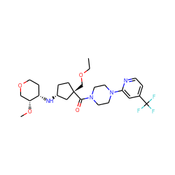 CCOC[C@]1(C(=O)N2CCN(c3cc(C(F)(F)F)ccn3)CC2)CC[C@@H](N[C@H]2CCOC[C@H]2OC)C1 ZINC000066097176