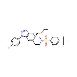 CCOC[C@]12Cc3cnn(-c4ccc(F)cc4)c3C=C1CCN(S(=O)(=O)c1ccc(C(C)(C)C)cc1)C2 ZINC000029128013