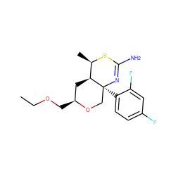 CCOC[C@H]1C[C@H]2[C@@H](C)SC(N)=N[C@@]2(c2ccc(F)cc2F)CO1 ZINC000210832302