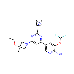 CCOC1(C)CN(c2cc(-c3cnc(N)c(OC(F)F)c3)nc(N3CC4CC3C4)n2)C1 ZINC000653748795