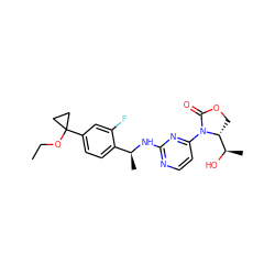 CCOC1(c2ccc([C@H](C)Nc3nccc(N4C(=O)OC[C@@H]4[C@@H](C)O)n3)c(F)c2)CC1 ZINC000221674782