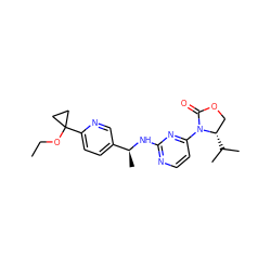 CCOC1(c2ccc([C@H](C)Nc3nccc(N4C(=O)OC[C@@H]4C(C)C)n3)cn2)CC1 ZINC000221306609