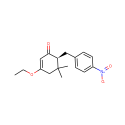 CCOC1=CC(=O)[C@@H](Cc2ccc([N+](=O)[O-])cc2)C(C)(C)C1 ZINC000013755730