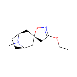 CCOC1=NO[C@@]2(C1)C[C@@H]1CC[C@H](C2)N1C ZINC000101551414