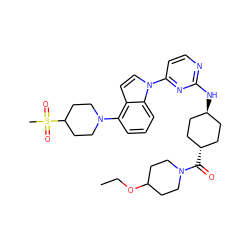 CCOC1CCN(C(=O)[C@H]2CC[C@H](Nc3nccc(-n4ccc5c(N6CCC(S(C)(=O)=O)CC6)cccc54)n3)CC2)CC1 ZINC000261147256