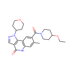 CCOC1CCN(C(=O)c2cc3c(cc2C)[nH]c(=O)c2cnn(C4CCOCC4)c23)CC1 ZINC000261134865