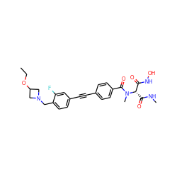 CCOC1CN(Cc2ccc(C#Cc3ccc(C(=O)N(C)[C@@H](C(=O)NC)C(=O)NO)cc3)cc2F)C1 ZINC000225139490