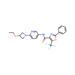 CCOC1CN(c2ccc(NC(=O)c3nc(-c4ccccc4)oc3C(F)(F)F)cn2)C1 ZINC000071318827