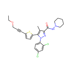 CCOCC#Cc1ccc(-c2c(C)c(C(=O)NN3CCCCC3)nn2-c2ccc(Cl)cc2Cl)s1 ZINC000040430752