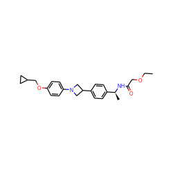 CCOCC(=O)N[C@@H](C)c1ccc(C2CN(c3ccc(OCC4CC4)cc3)C2)cc1 ZINC000149970905