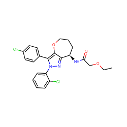 CCOCC(=O)N[C@@H]1CCCOc2c1nn(-c1ccccc1Cl)c2-c1ccc(Cl)cc1 ZINC000084707021