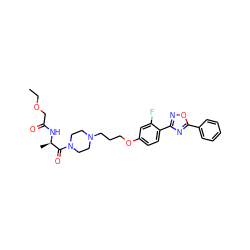 CCOCC(=O)N[C@H](C)C(=O)N1CCN(CCCOc2ccc(-c3noc(-c4ccccc4)n3)c(F)c2)CC1 ZINC000027740396