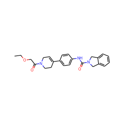 CCOCC(=O)N1CC=C(c2ccc(NC(=O)N3Cc4ccccc4C3)cc2)CC1 ZINC000167162078