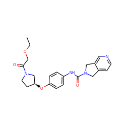 CCOCC(=O)N1CC[C@H](Oc2ccc(NC(=O)N3Cc4ccncc4C3)cc2)C1 ZINC000167486320