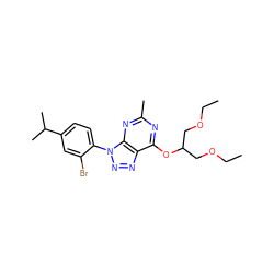 CCOCC(COCC)Oc1nc(C)nc2c1nnn2-c1ccc(C(C)C)cc1Br ZINC000013794920