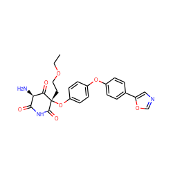 CCOCC[C@@]1(Oc2ccc(Oc3ccc(-c4cnco4)cc3)cc2)C(=O)NC(=O)[C@@H](N)C1=O ZINC000101034990