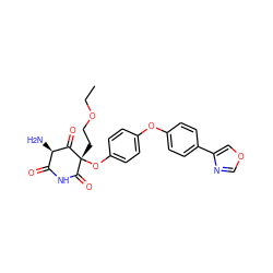 CCOCC[C@@]1(Oc2ccc(Oc3ccc(-c4cocn4)cc3)cc2)C(=O)NC(=O)[C@@H](N)C1=O ZINC000101035064