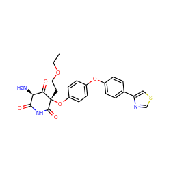 CCOCC[C@@]1(Oc2ccc(Oc3ccc(-c4cscn4)cc3)cc2)C(=O)NC(=O)[C@@H](N)C1=O ZINC000101035015