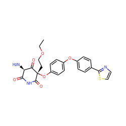 CCOCC[C@@]1(Oc2ccc(Oc3ccc(-c4nccs4)cc3)cc2)C(=O)NC(=O)[C@@H](N)C1=O ZINC000101035042