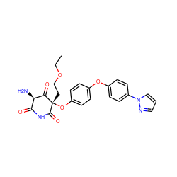 CCOCC[C@@]1(Oc2ccc(Oc3ccc(-n4cccn4)cc3)cc2)C(=O)NC(=O)[C@@H](N)C1=O ZINC000101007140