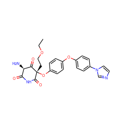 CCOCC[C@@]1(Oc2ccc(Oc3ccc(-n4ccnc4)cc3)cc2)C(=O)NC(=O)[C@@H](N)C1=O ZINC000101012230