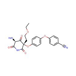 CCOCC[C@@]1(Oc2ccc(Oc3ccc(C#N)cc3)cc2)C(=O)NC(=O)[C@@H](N)C1=O ZINC000101035019